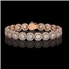 Image 1 : 14.41 ctw Cushion Cut Diamond Micro Pave Bracelet 18K Rose Gold - REF-1976X8A