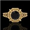 Image 2 : 1 ctw Fancy Black Diamond Engagment Art Deco Ring 18k Yellow Gold - REF-100Y2X