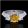 Image 2 : 1.81 ctw Intense Fancy Yellow Diamond Art Deco Ring 18k White Gold - REF-236N4F