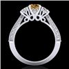 Image 3 : 1.81 ctw Intense Fancy Yellow Diamond Art Deco Ring 18k White Gold - REF-236N4F