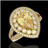 Image 1 : 4.12 ctw Canary Citrine & Diamond Victorian Ring 14K Yellow Gold - REF-125N5F