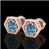 Image 1 : 1.07 ctw Fancy Intense Blue Diamond Art Deco Earrings 18k Rose Gold - REF-131R8K