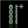 Image 2 : 6.44 ctw Jade & Diamond Micro Pave Halo Earrings 10k White Gold - REF-103N6F