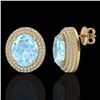 Image 2 : 8 ctw Aquamarine & Micro Pave VS/SI Diamond Earrings 18k Yellow Gold - REF-204R9K