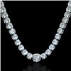Image 2 : 87 ctw Aquamarine & Diamond Micro Eternity Necklace 14k White Gold - REF-1345H5R