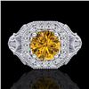 Image 2 : 1.75 ctw Intense Fancy Yellow Diamond Art Deco Ring 18k White Gold - REF-318W2H