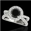 Image 1 : 2.01 ctw Certified VS Black Diamond Solitaire Halo Ring 10k White Gold - REF-74R6K