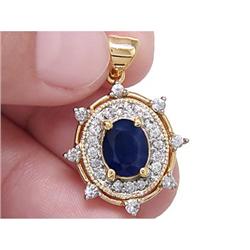 Antique Certified 3.25 ct Sapphire & Diamond Ring 14kt