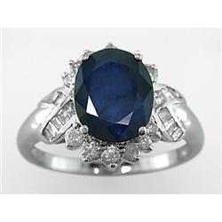 Vintage Gem .75 ct Blue Diamond & Diamond Ring 14k Gold