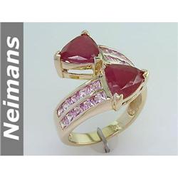 Certified .75 ct Pink Sapphire & Diamond Ring 14kt Gold