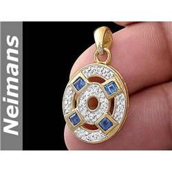 1.00ct Blue, Yellow & White Diamond Pendant 14k