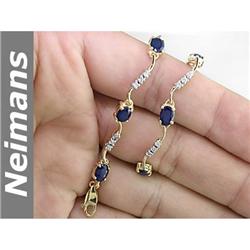 Gem 6.50 ct Certified Sapphire & Diamond Bracelet 14kt