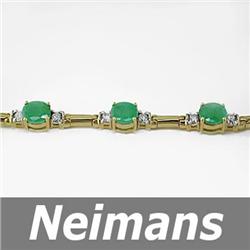 USGL Certified 7.25 ct Emerald & Diamond Bracelet 14kt