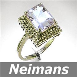 Vintage 1.00 ct Green Amethyst & Diamond Ring 14kt Gold