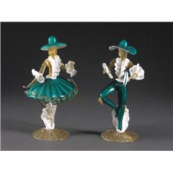BAROVIER AND TOSO ITALIAN GLASS PAIR FIGURINES