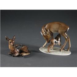 TWO ROSENTHAL DEER PORCELAIN FIGURINES