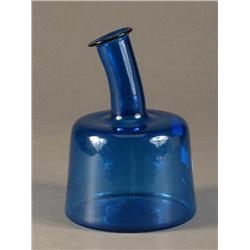 BLENKO COBALT BLUE GLASS VASE CURVED NECK MOD 70S