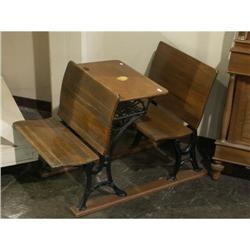 CIRCA 1920 CHILD'S SCHOOL DESK AND BENCH