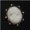 Image 1 : SHELL CAMEO WITH 14K FRAME WITH DIAMONDS & PEARLS
