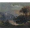 Image 1 : OIL W. WELDI HOME ON THE RIVER ANTIQUE