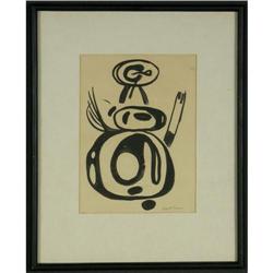 INK ON PAPER MARGARET PETERSON ABSTRACTED FIGURE