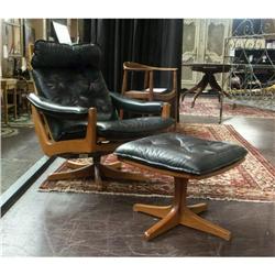SODA MOBLER NORWEGIAN TEAK ARMCHAIR AND OTTOMAN