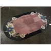 Image 1 : VINTAGE AMERICAN HOOKED RUG PINK BLACK FLORAL