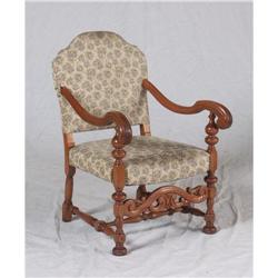 ENGLISH CHARLES II STYLE FRUITWOOD ARMCHAIR