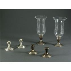 STERLING SILVER HURRICANE AND CANDLE HOLDERS