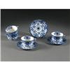 Image 1 : NEW WHARF CONWAY  FLOW BLUE TEA CUPS AND SAUCERS