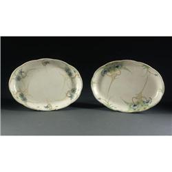 ART NOUVEAU AND GOUDA STLYE PORCELAIN PLATTERS