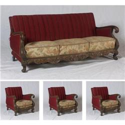 EARLY 20TH CENTURY BAROQUE STYLE THREE CHAIRS