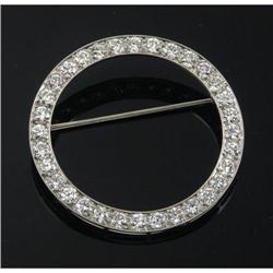 PLATINUM AND DIAMOND CIRCLE BROOCH