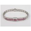 Image 1 : RUBY, DIAMOND, & 14K ART DECO STYLE BRACELET