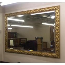LARGE BEVELED MIRROR CARVED GILT FRAME
