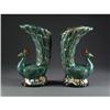 Image 1 : MAJOLICA PEACOCK FORM PORCELAIN VASES