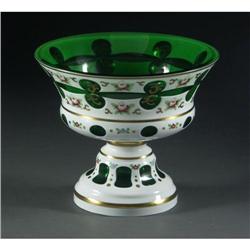 GREEN BOHEMIAN CZECH GLASS VASE