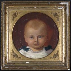 OIL CIRCA 1875 BABY'S PORTRAIT