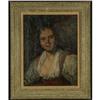 OIL LAUGHING YOUNG WOMAN ANTIQUE