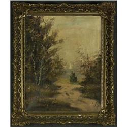 OIL RIVER LANDSCAPE ANTIQUE