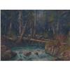 Image 1 : OIL WOODLAND RIVER SCENE ANTIQUE