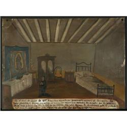 OIL MEXICAN EX-VOTO WOMAN PRAYING