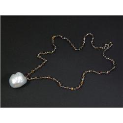 PLATIMUN,BROWN DIAMOND & SOUTH SEAS PEARL NECKLACE