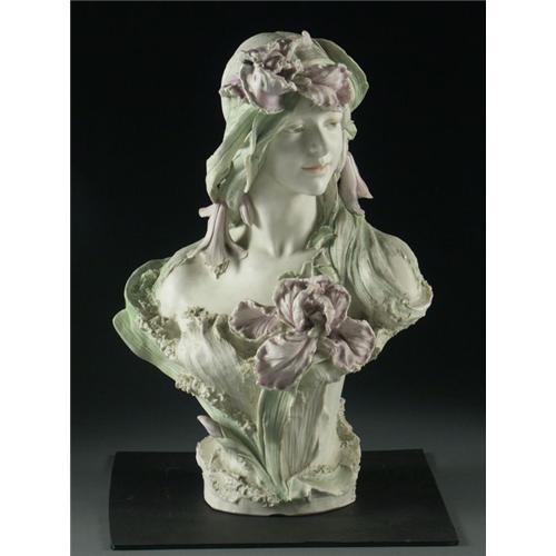 ART NOUVEAU BISQUE OR CLAY FEMALE BUST STATUE
