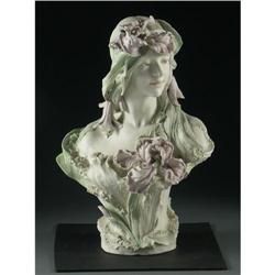 ART NOUVEAU BISQUE OR CLAY FEMALE BUST STATUE
