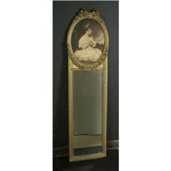 TRUMEAU BEVELED MIRROR ORNATE GILT FRAME