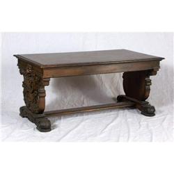 EARLY 20TH CENTURY OAK RENAISSANCE REVIVAL DESK