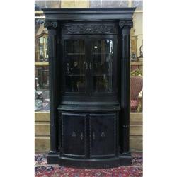 LATE 19TH CENTURY EBONIZED OAK CHINA CABINET