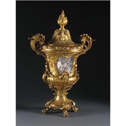BAROQUE STYLE METAL URN PUTTI