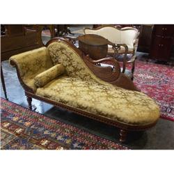 LOUIS XVI STYLE CARVED WALNUT RECAMIER